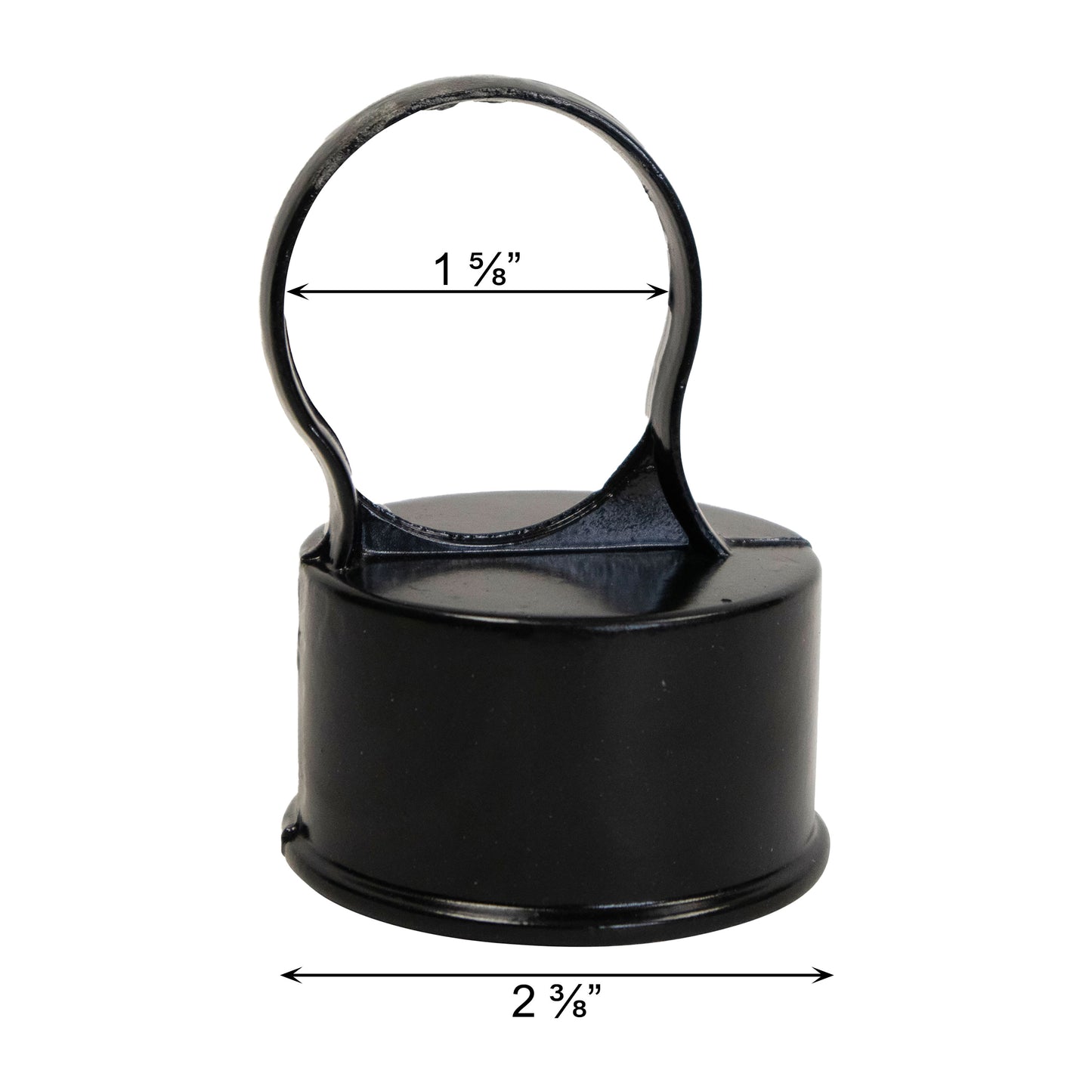 Aluminum LOOP CAP NO ACORN POWDER COATED BLACK, 2 3/8" x 1 5/8"