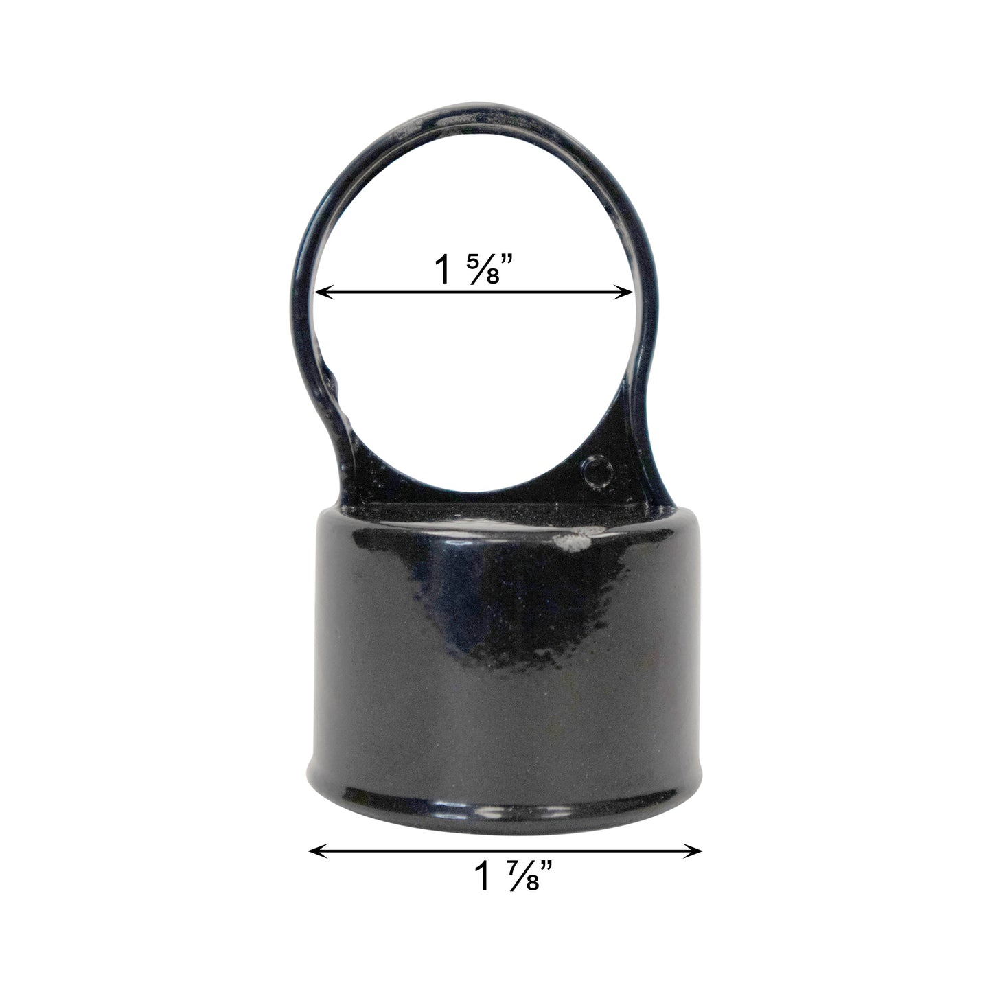 Aluminum LOOP CAP NO ACORN POWDER COATD BLACK, 1 7/8" x 1 5/8"