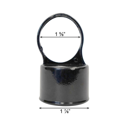 Aluminum LOOP CAP NO ACORN POWDER COATD BLACK, 1 7/8" x 1 5/8"